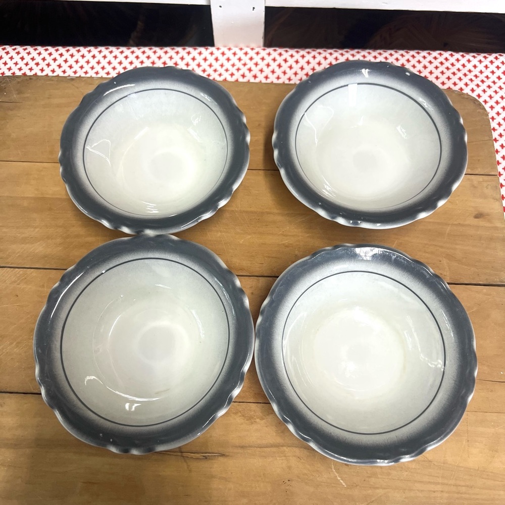 Vintage Homer Laughlin bowls gray rimmed replacement restaurant